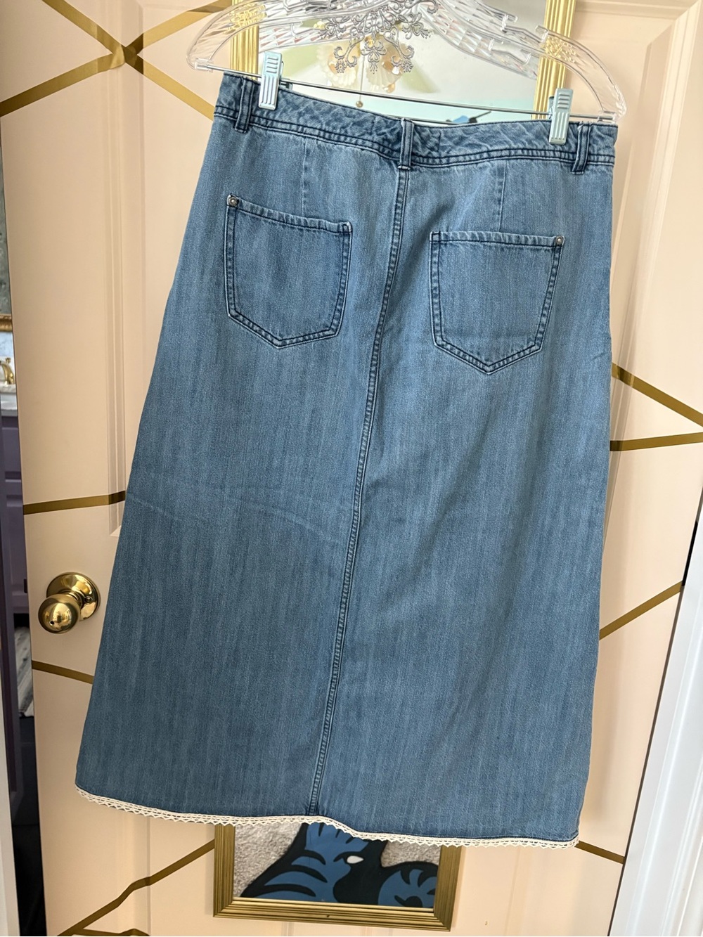 Artsy Embellished denim midi skirt size 10 - Picture 3 of 5